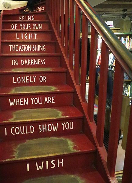 ...stairway to the poetry room at Shakespeare and Company in Paris...